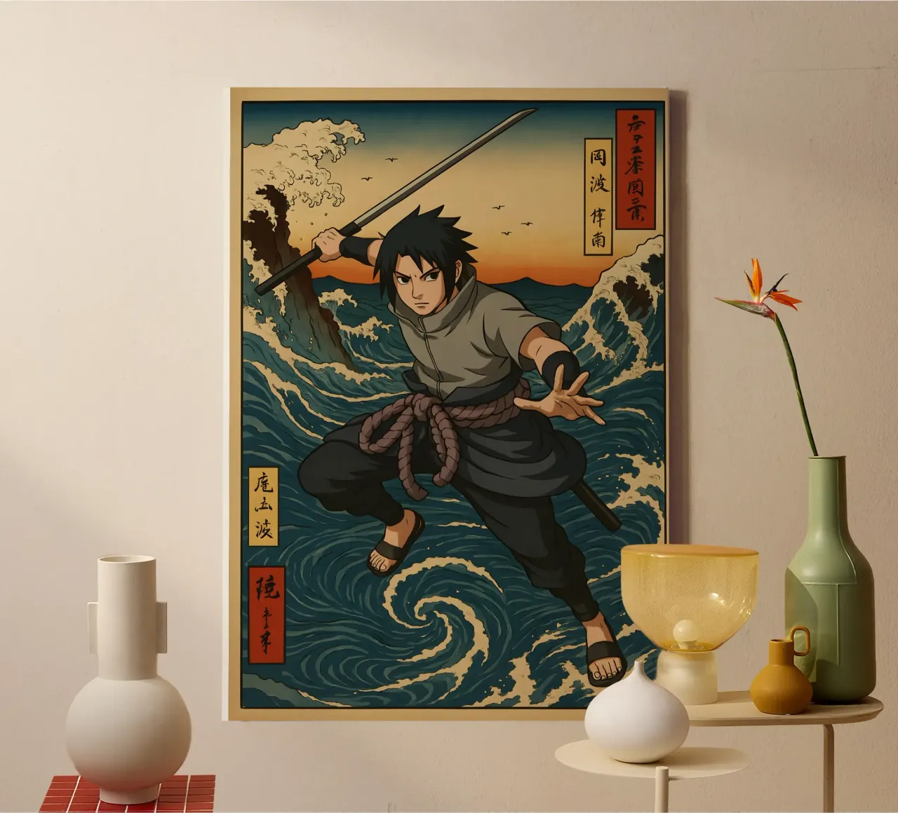 Vintage sasuke Japan Art canvas met Baklijst van KakiHanryJP