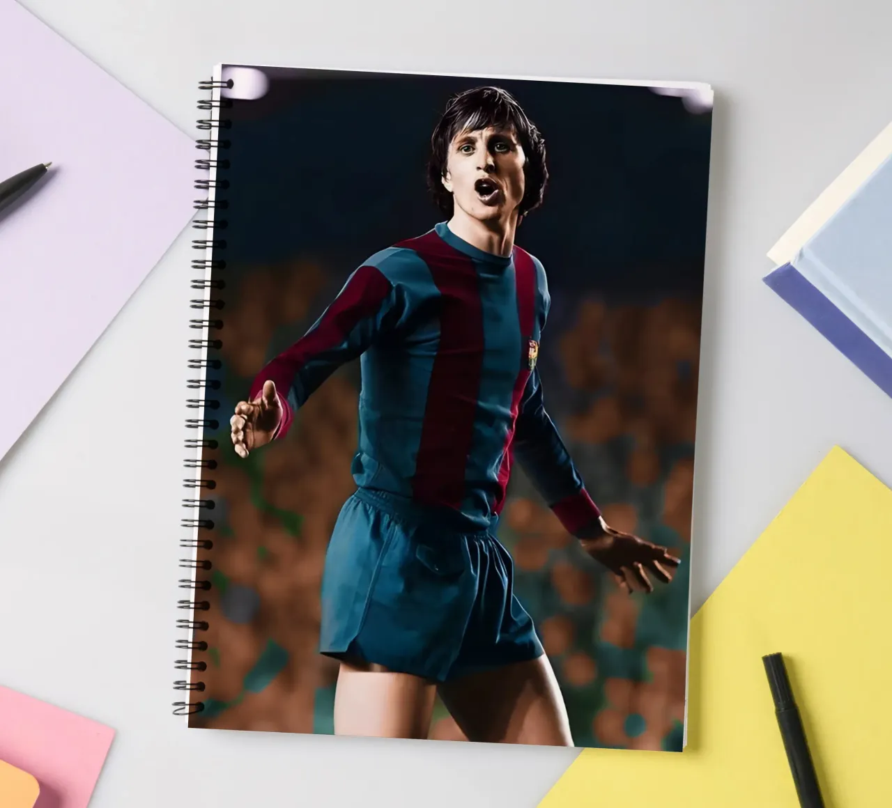 Johan Cruyff spiral notebook by Low poly art