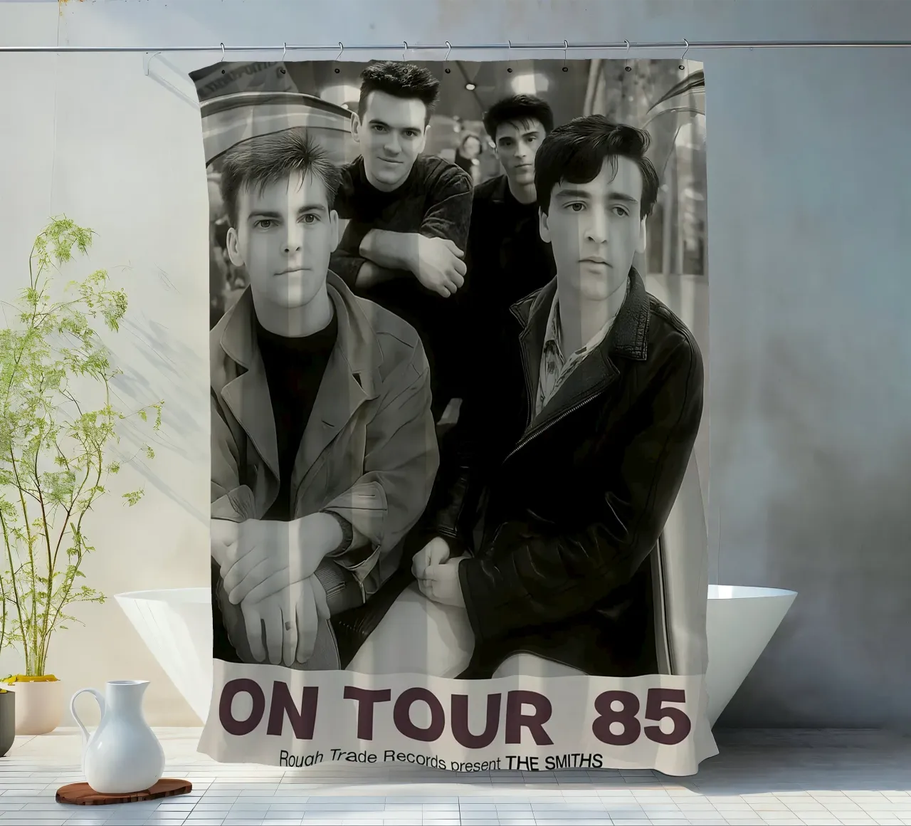 KOATY Canvas Wall Art The Smiths on Tour 1985 Vintage Home shower curtain by DGUnder