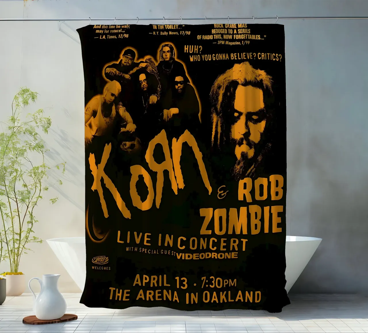 KORN Rob Zombie Poster shower curtain by DGUnder