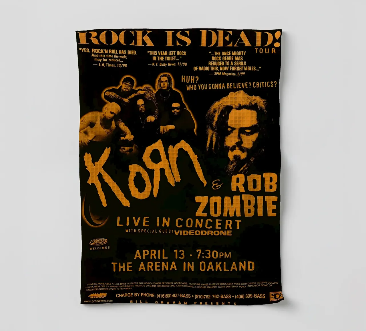 KORN Rob Zombie Poster tea towel by DGUnder