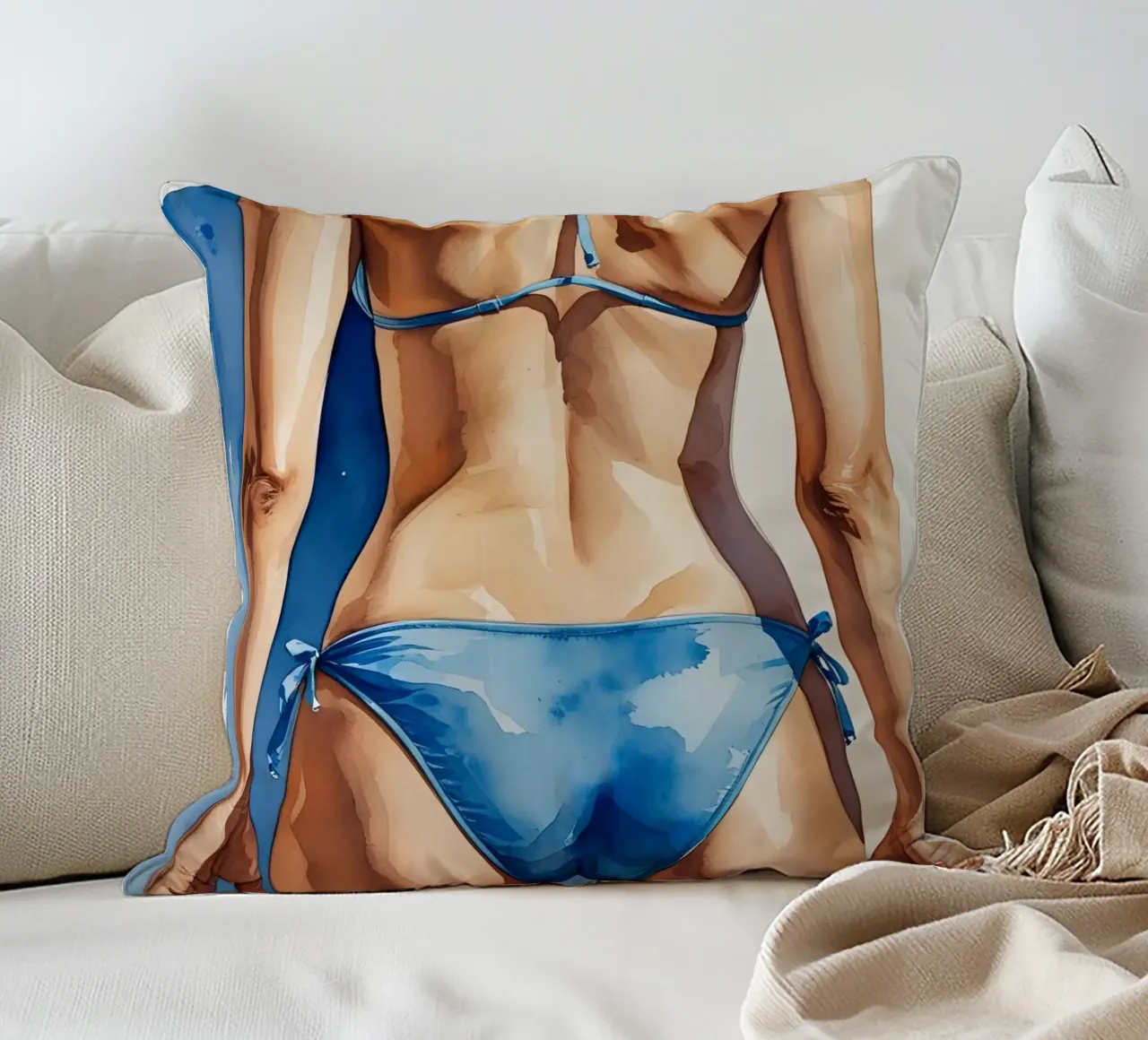 Frau im Bikini von hinten cuscino da Ohkimiko