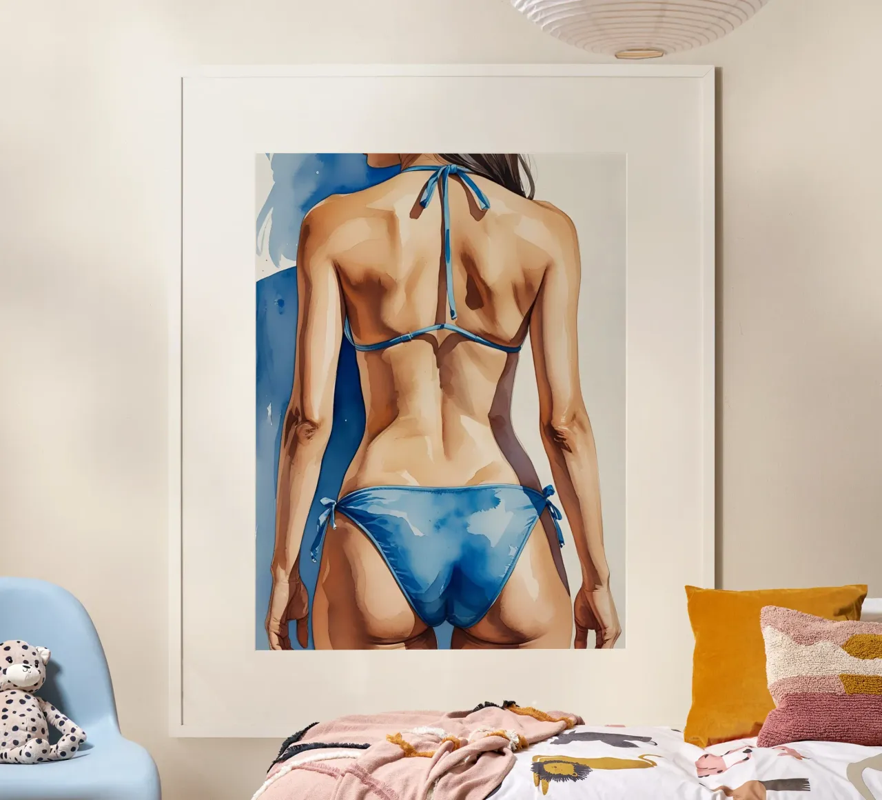 Frau im Bikini von hinten poster con telaio in plastica da Ohkimiko