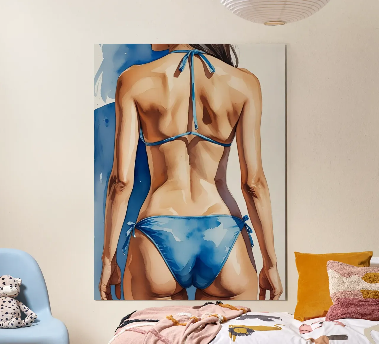 Frau im Bikini von hinten poster con telaio in plastica da Ohkimiko