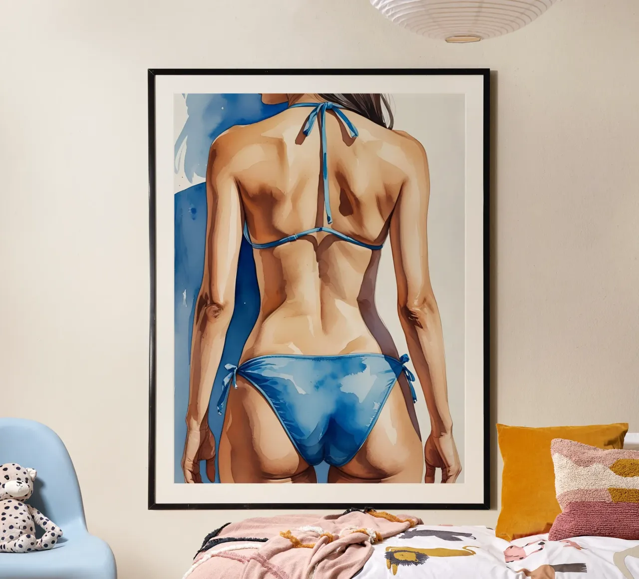 Frau im Bikini von hinten poster con telaio in plastica da Ohkimiko