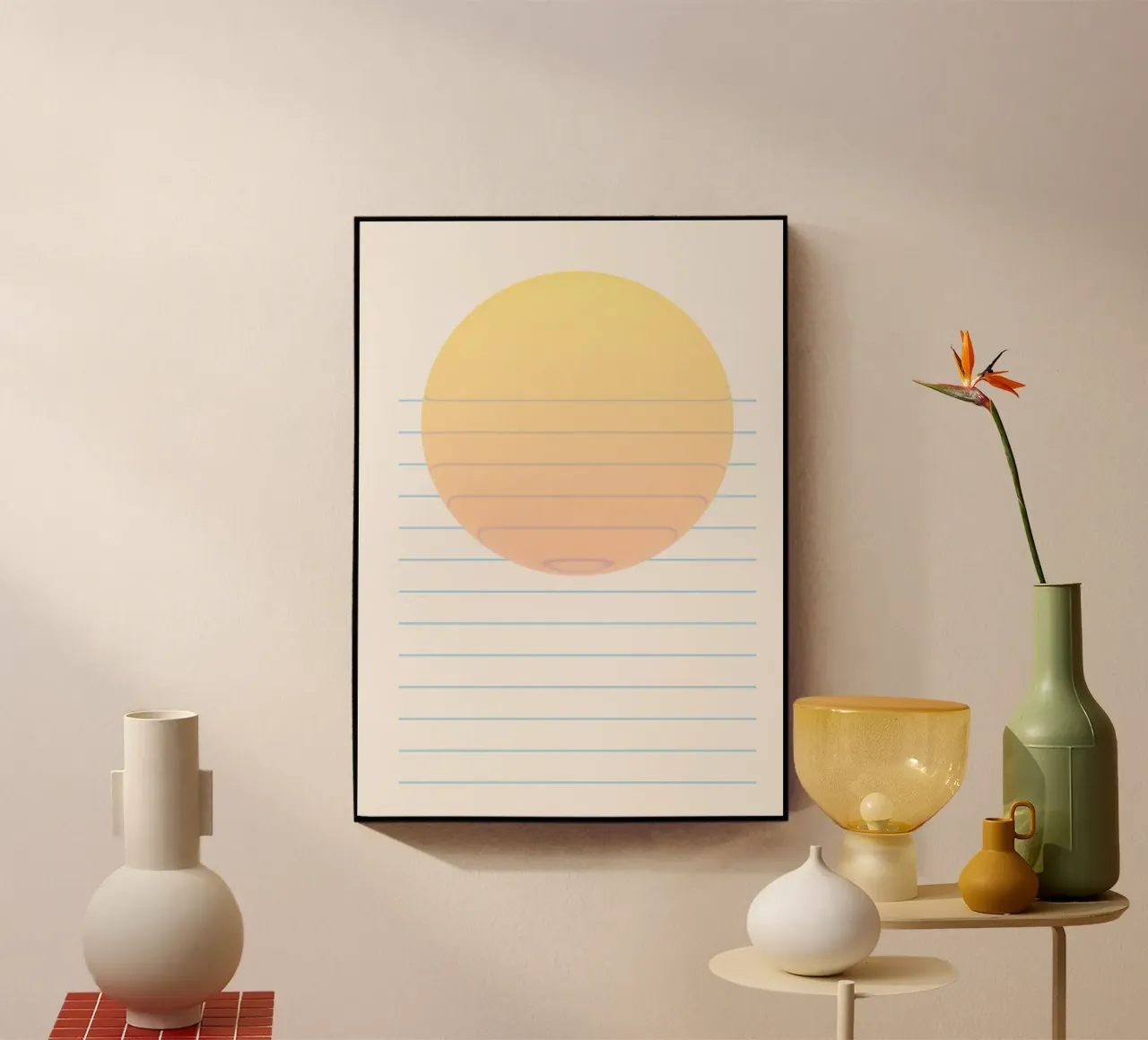Abstract sunset by the sea acrylic glass by Katja Stehle Design