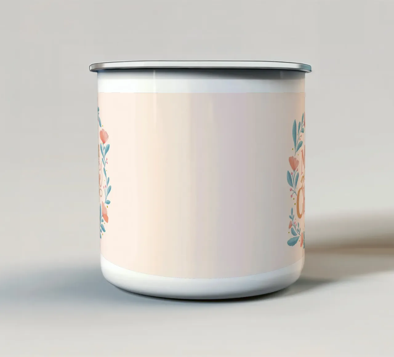 My Home Is My Chill Zone. Quote with Wreath of Flowers tazza in smalto da CalliLetters