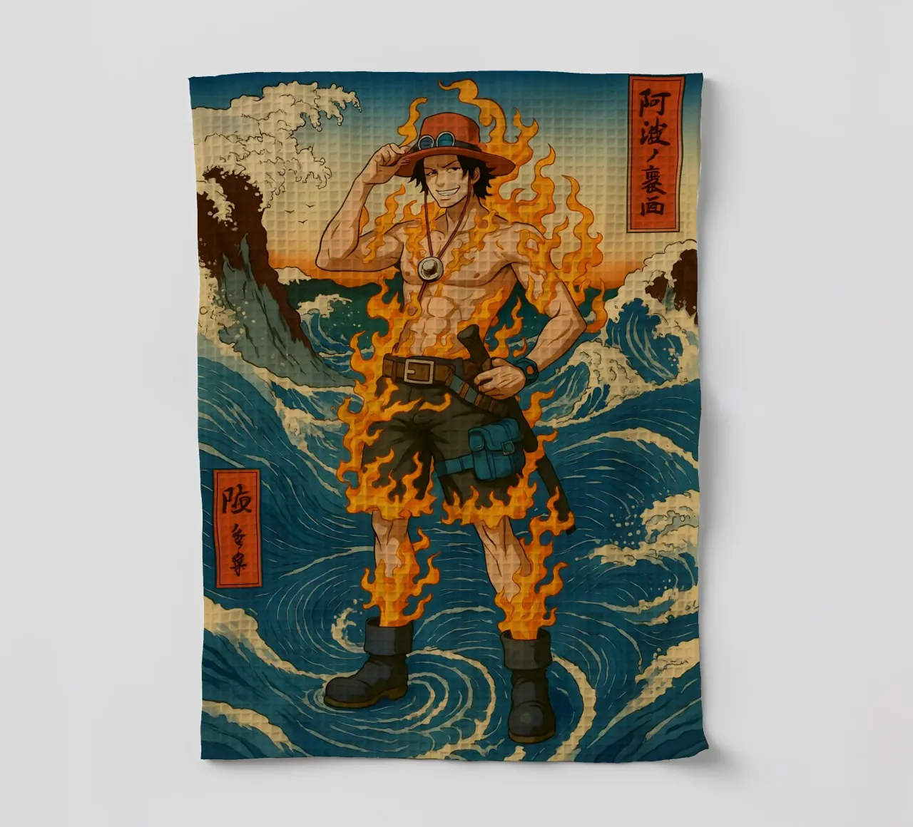 Vintage Portgas D. Ace Japan Art tea towel by KakiHanryJP