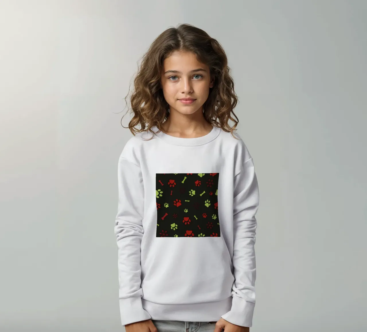 Christmas design seamless paw prints pattern kids sweatshirt by gulsengunel