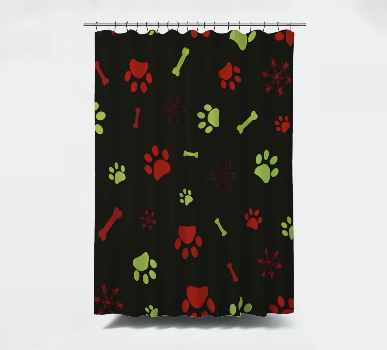 Christmas design seamless paw prints pattern shower curtain by gulsengunel
