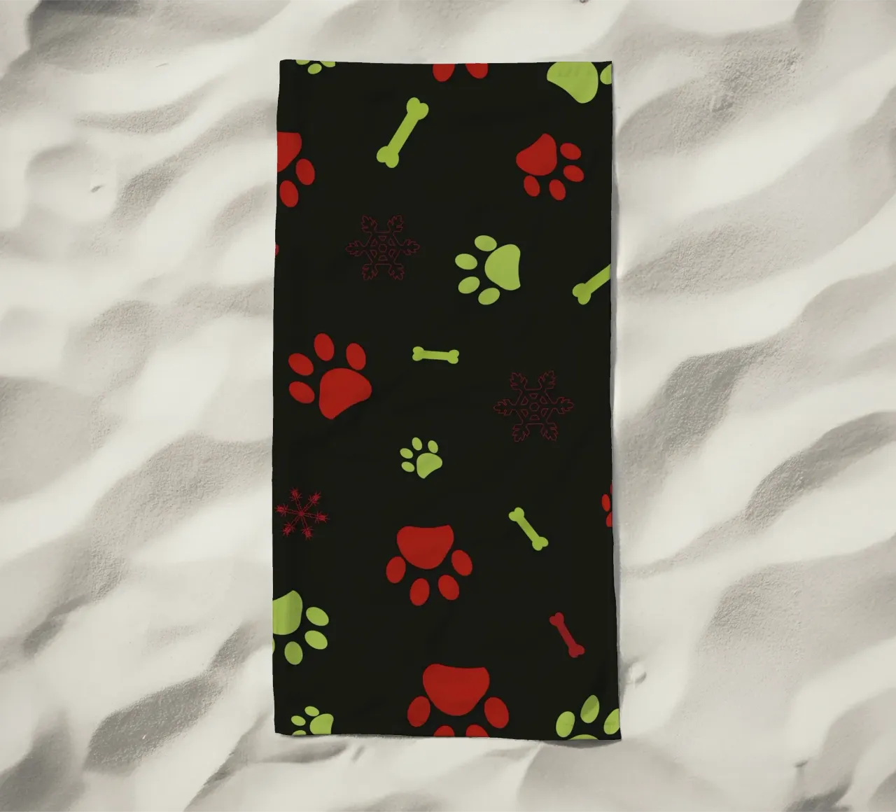 Christmas design seamless paw prints pattern beach towel by gulsengunel