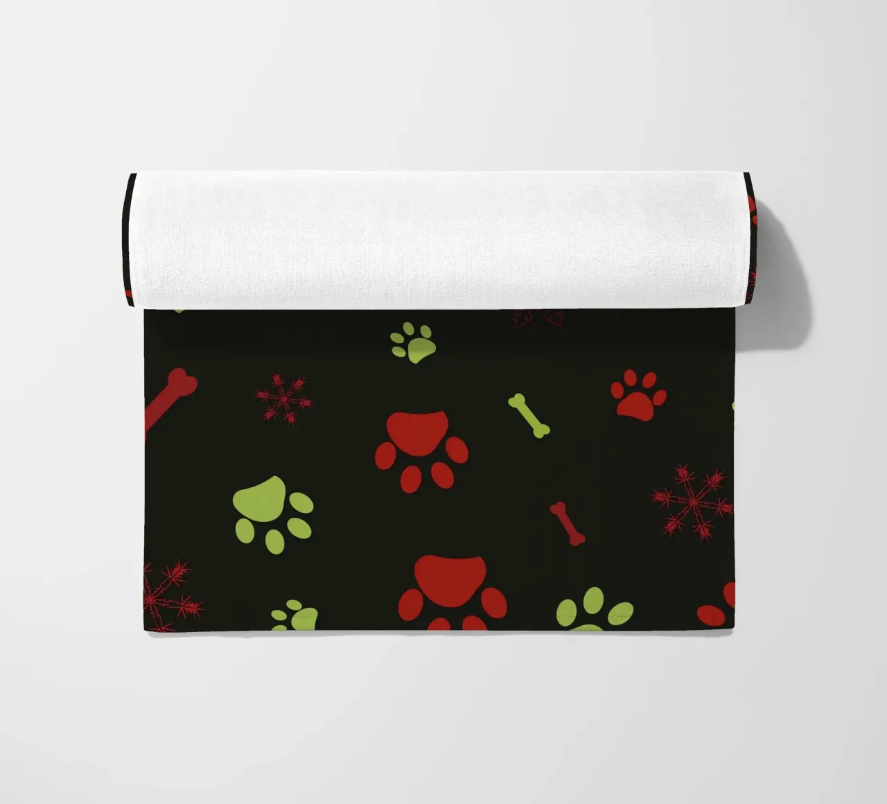 Christmas design seamless paw prints pattern beach towel by gulsengunel