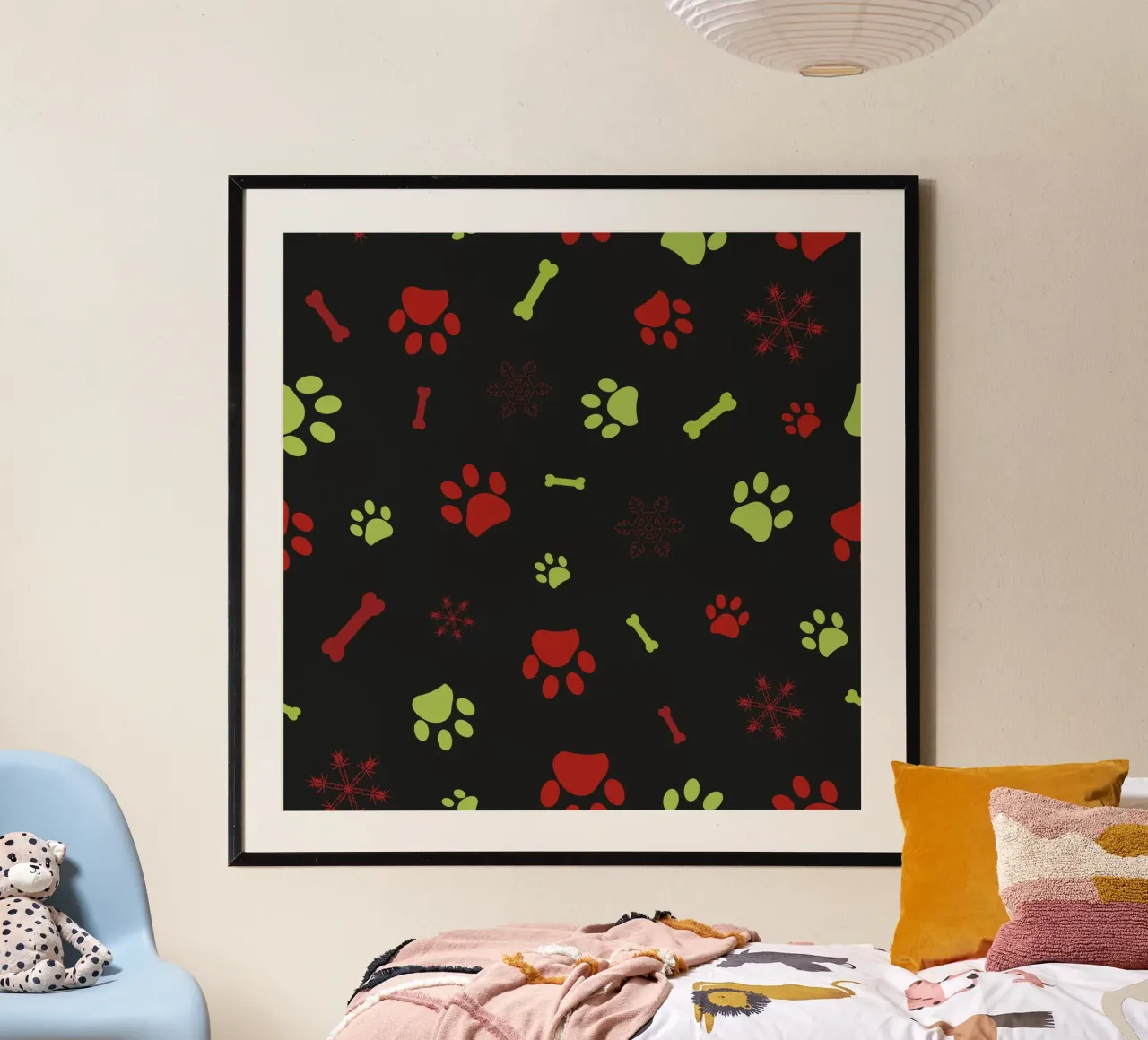 Christmas design seamless paw prints pattern hahnemühle by gulsengunel