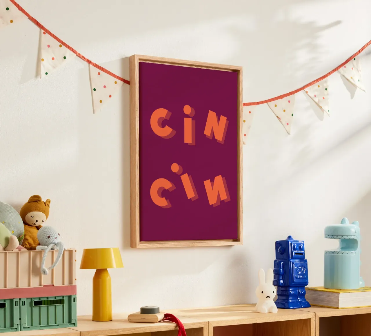 Cin Cin tela con Cornice a cassetta da studio bassotto