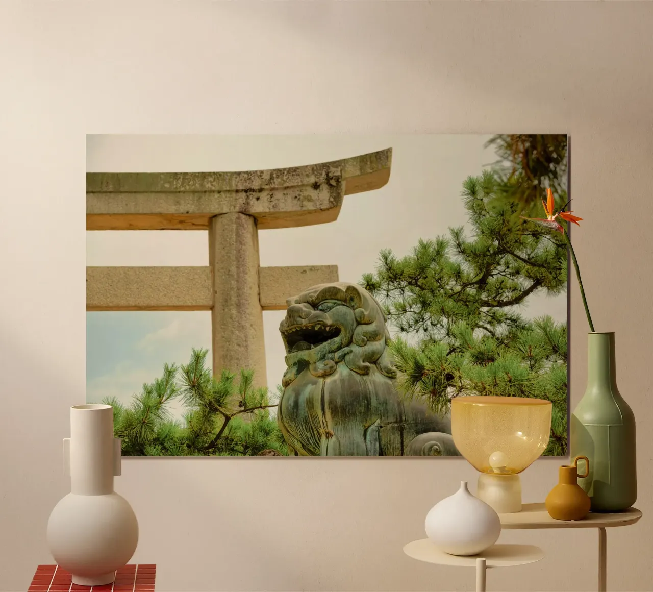 Guardian Lion poster con telaio in alluminio da thetraveller