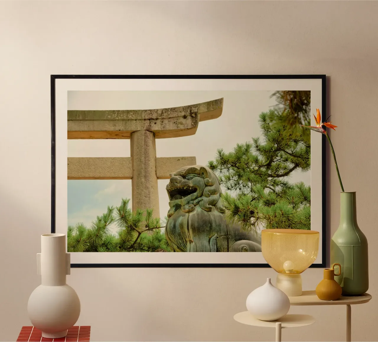 Guardian Lion poster con telaio in alluminio da thetraveller