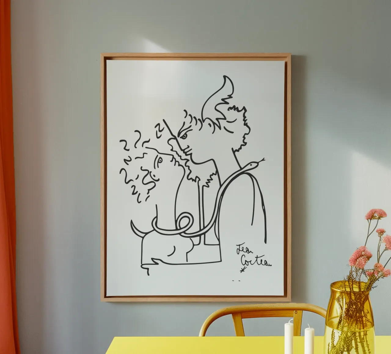 Jean Cocteau - De man in de spiegel canvas met Baklijst van https://www.juniqe.com/uk/shop/Henndraws