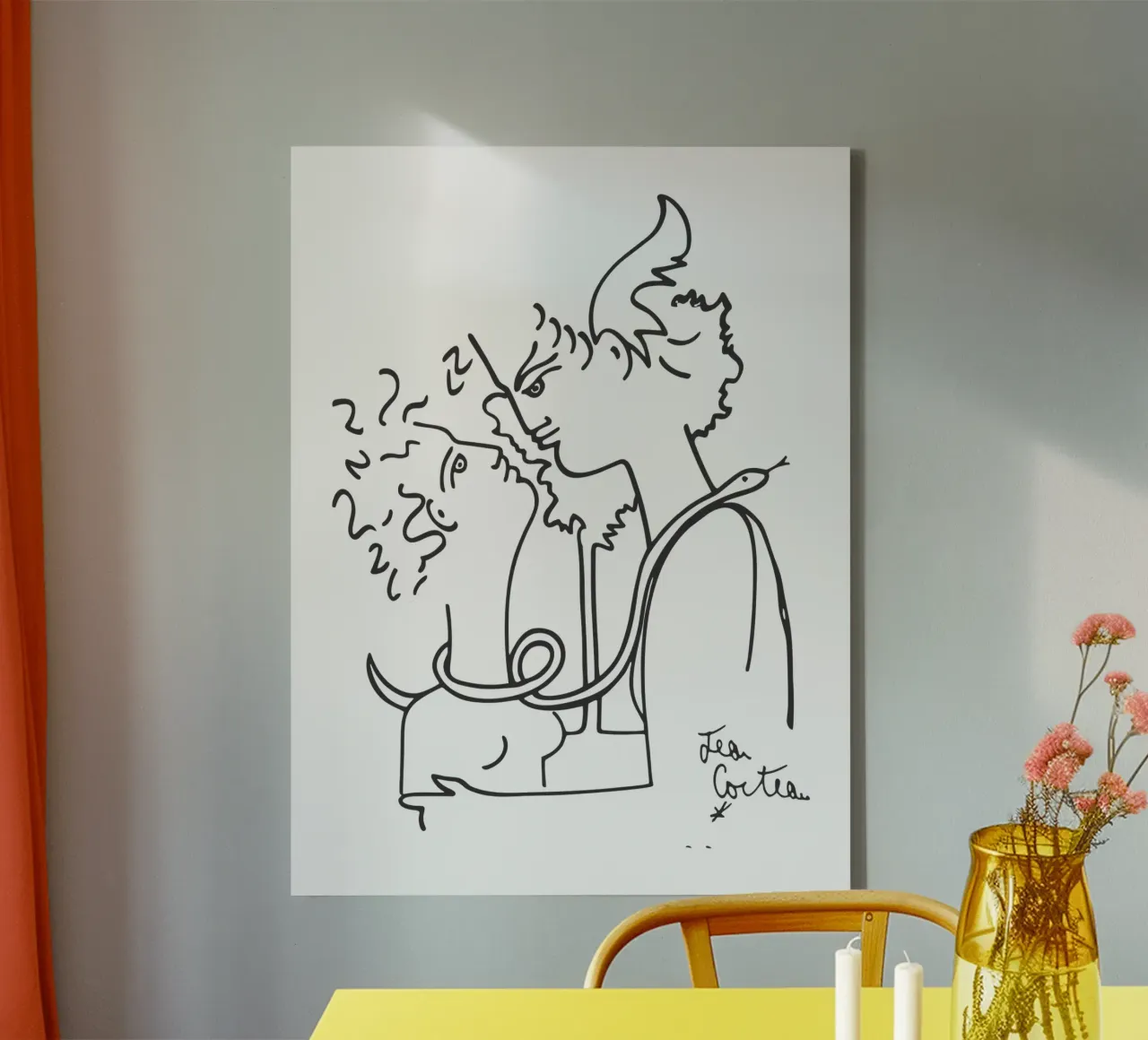 Jean Cocteau - De man in de spiegel canvas met Baklijst van https://www.juniqe.com/uk/shop/Henndraws