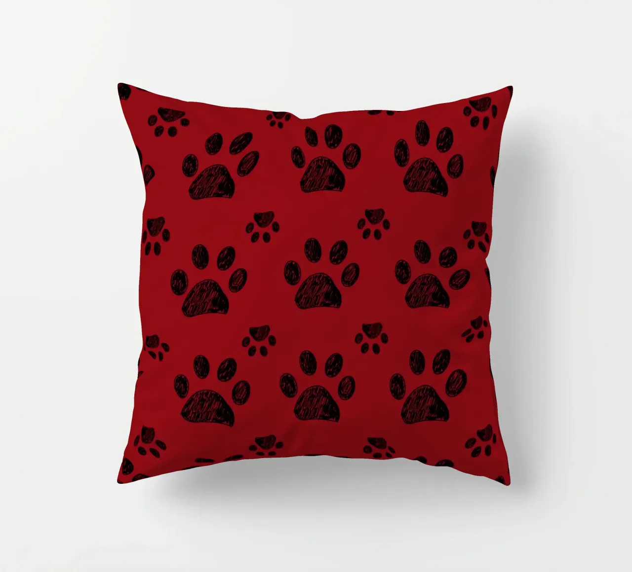 Christmas design seamless paw prints pattern decorative cushion by gulsengunel