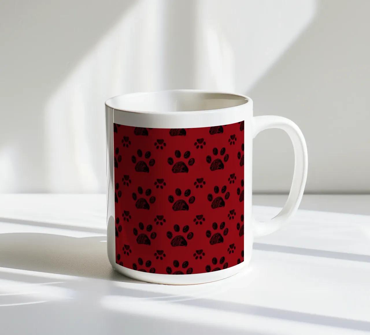 Disegno natalizio senza cuciture con impronte di zampe tazza in ceramica da gulsengunel
