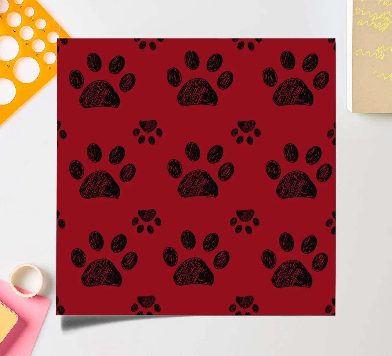 Christmas design seamless paw prints pattern sticker sheet by gulsengunel