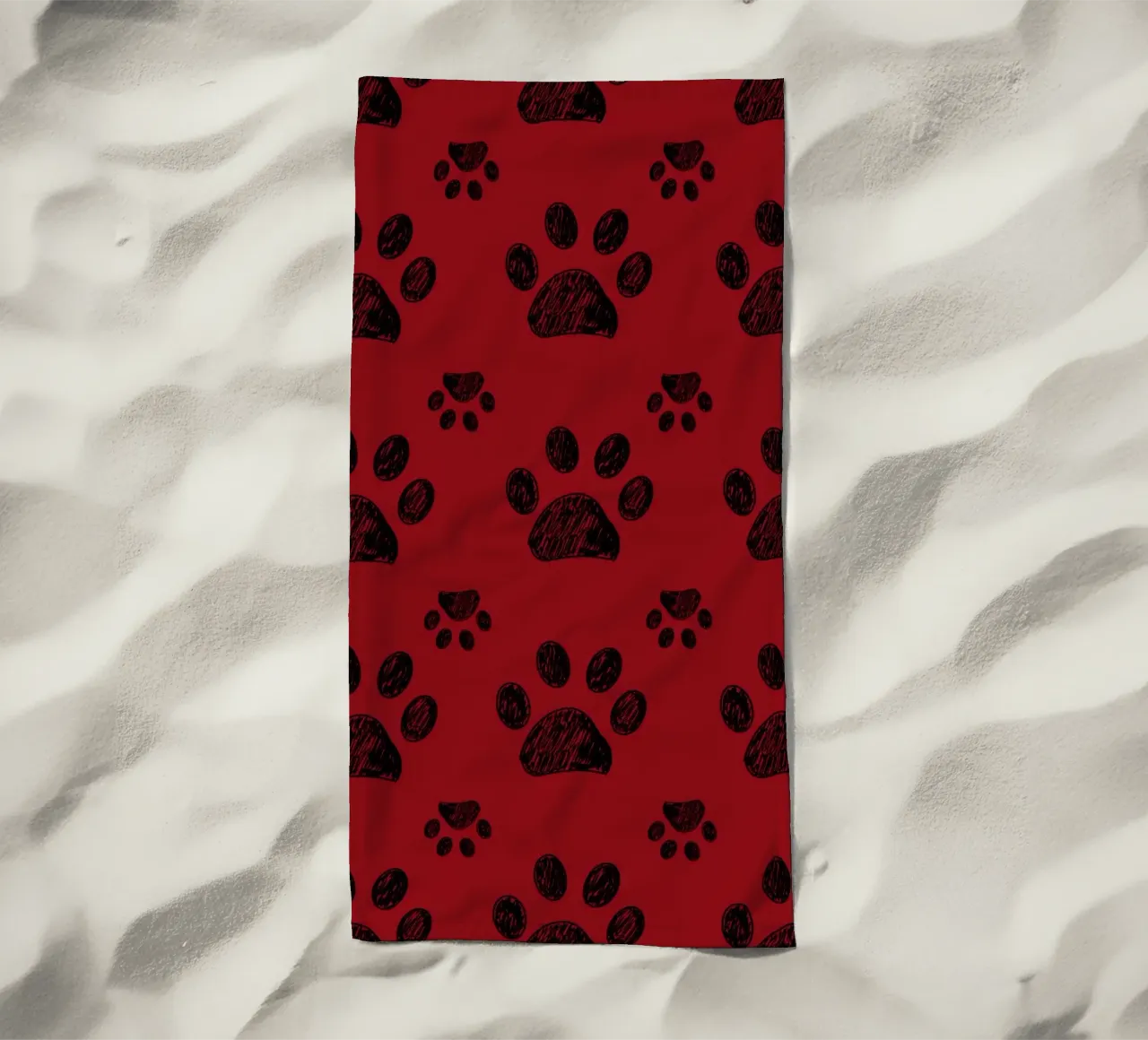 Christmas design seamless paw prints pattern beach towel by gulsengunel
