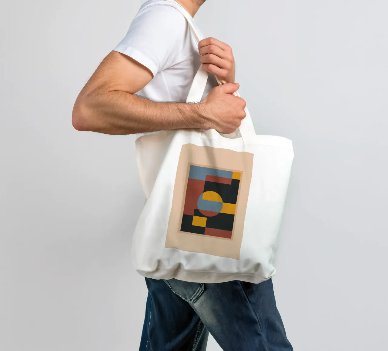 Minimal Geometric Art 3 borsa in juta da cityart