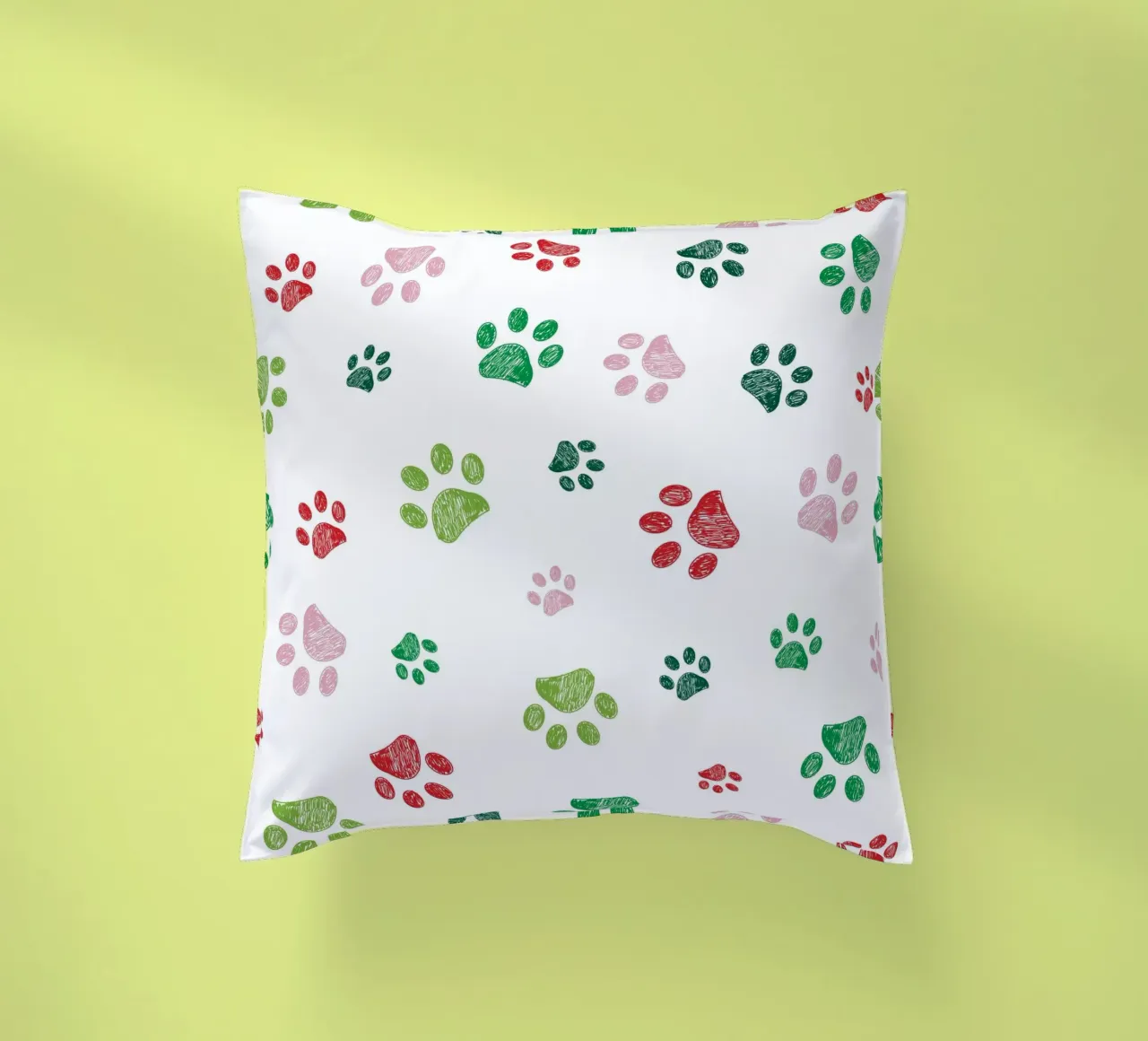 Christmas design seamless paw prints pattern decorative cushion by gulsengunel