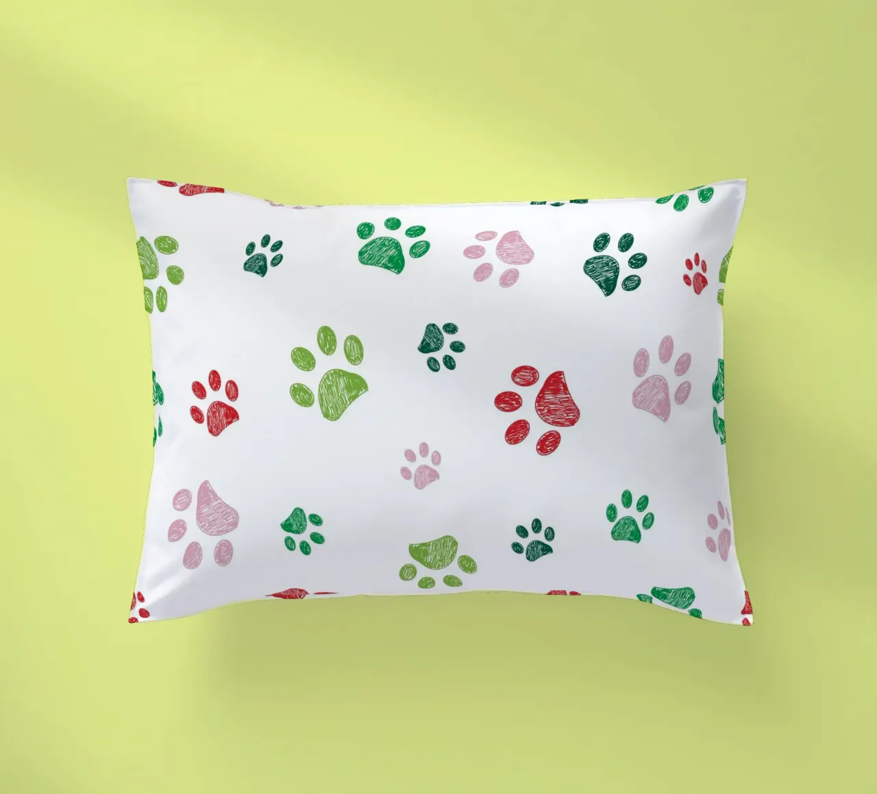 Christmas design seamless paw prints pattern decorative cushion by gulsengunel