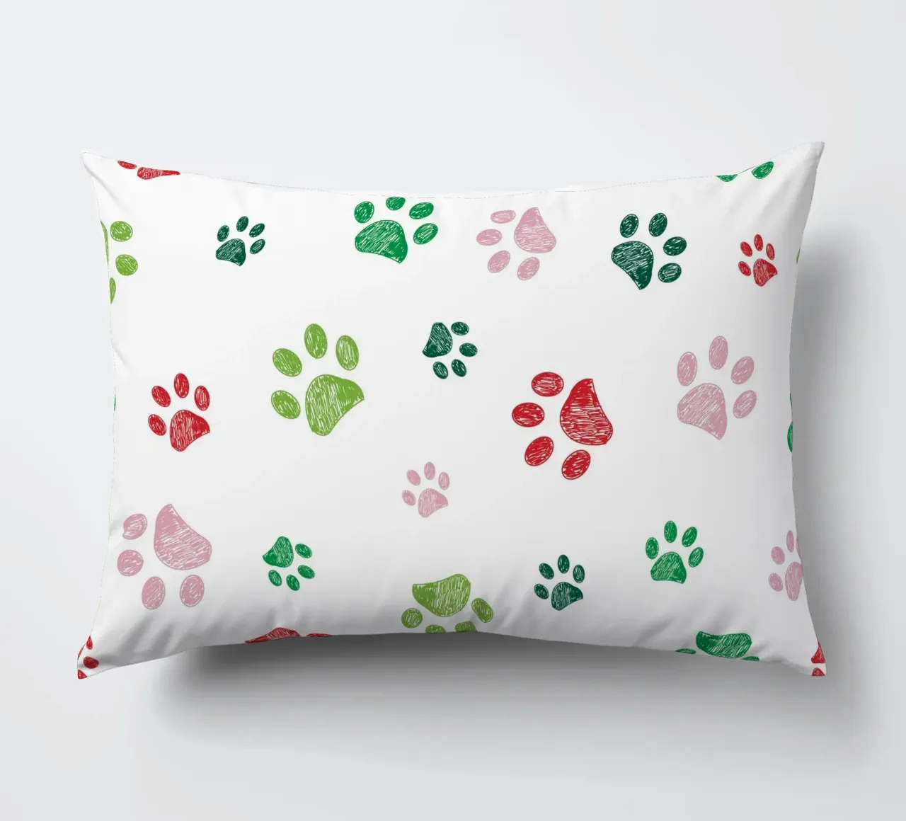 Christmas design seamless paw prints pattern decorative cushion by gulsengunel