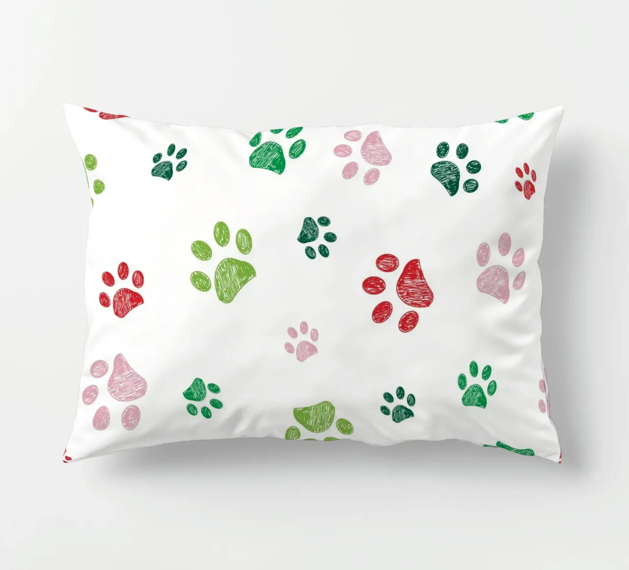 Christmas design seamless paw prints pattern decorative cushion by gulsengunel
