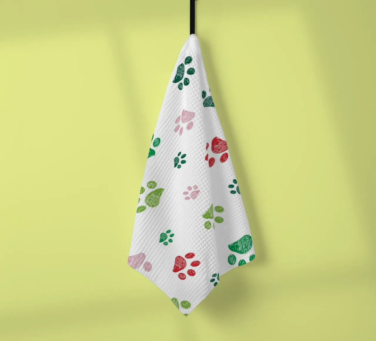 Christmas design seamless paw prints pattern tea towel by gulsengunel