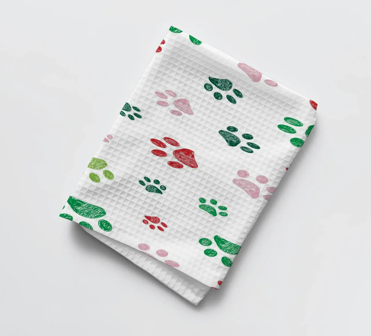 Christmas design seamless paw prints pattern tea towel by gulsengunel