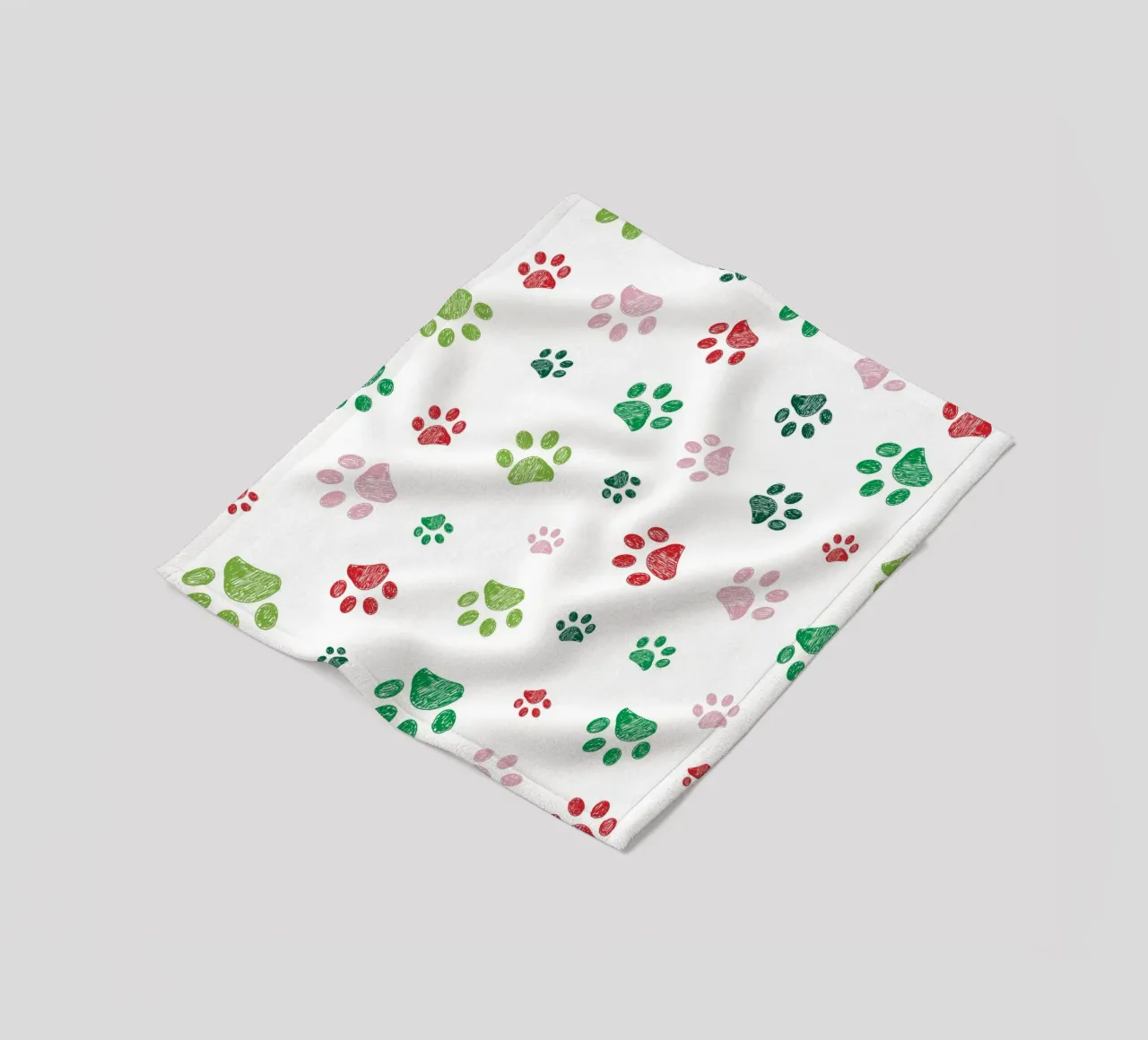 Christmas design seamless paw prints pattern fleece blanket by gulsengunel