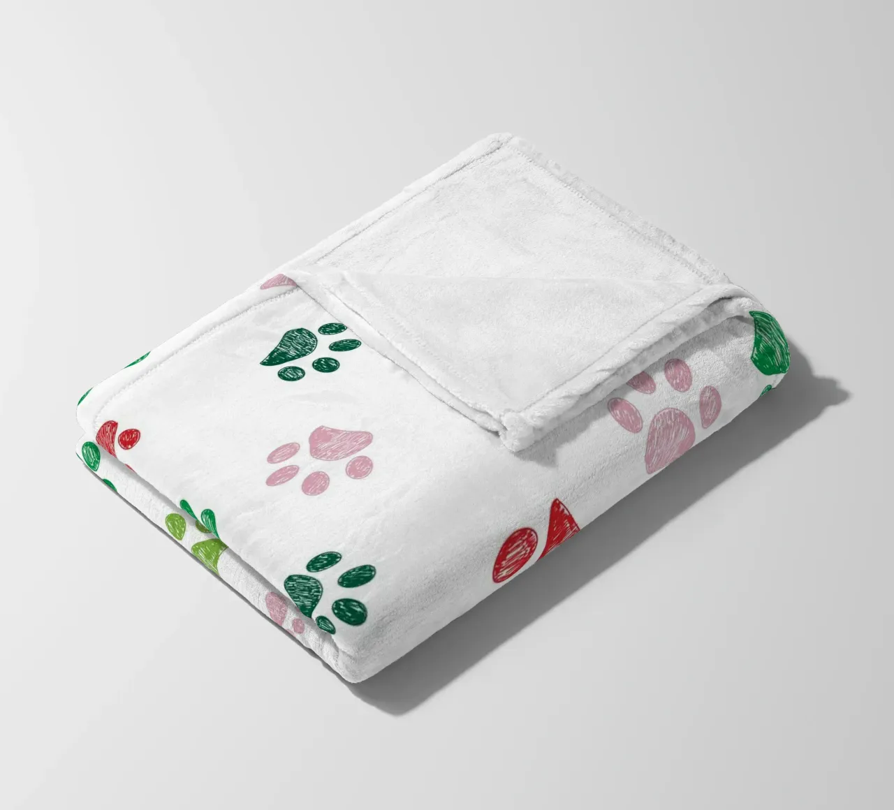 Christmas design seamless paw prints pattern fleece blanket by gulsengunel