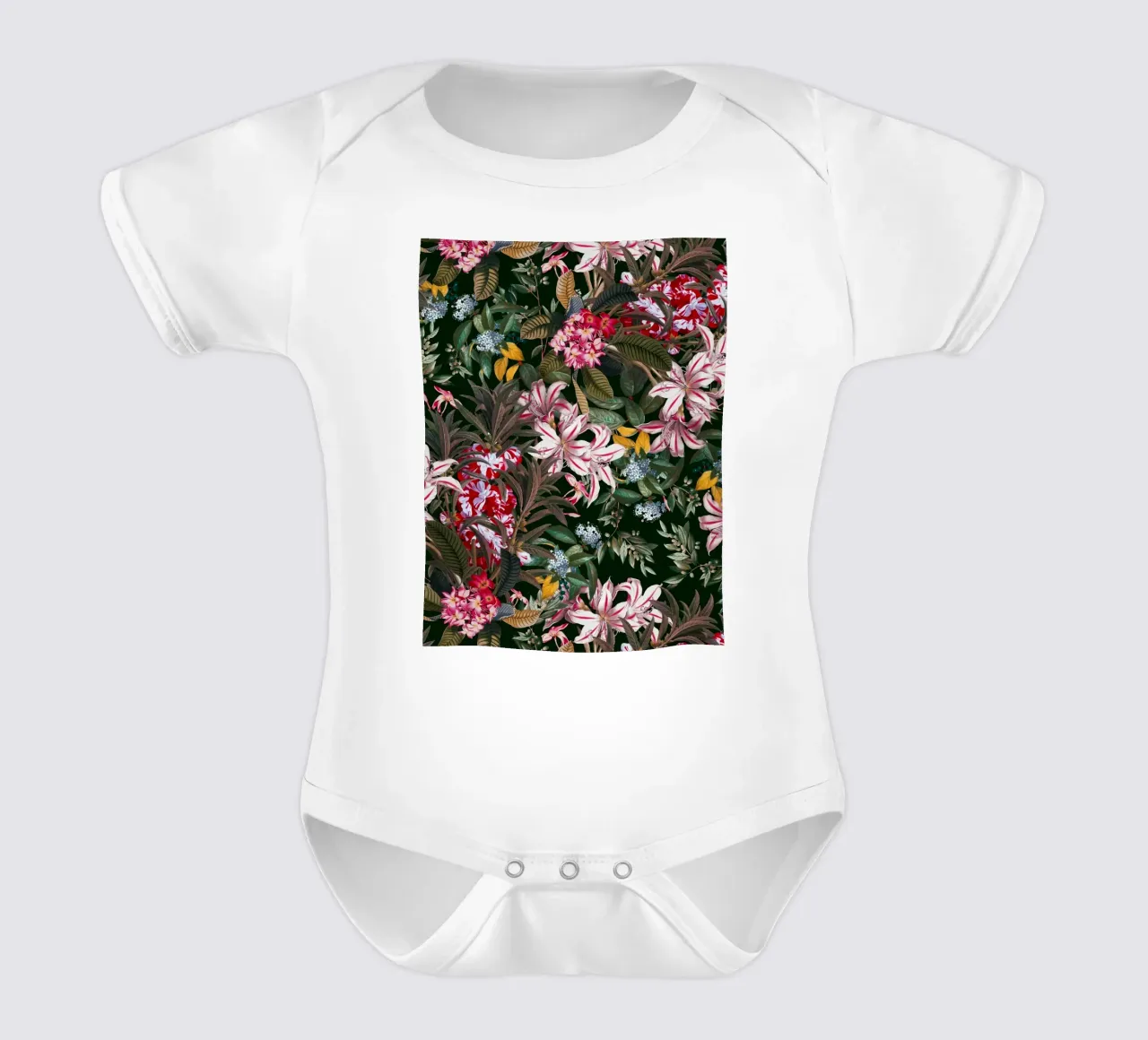 Midnight Garden XXIII short-sleeve baby romper by burcukorkmazyurek