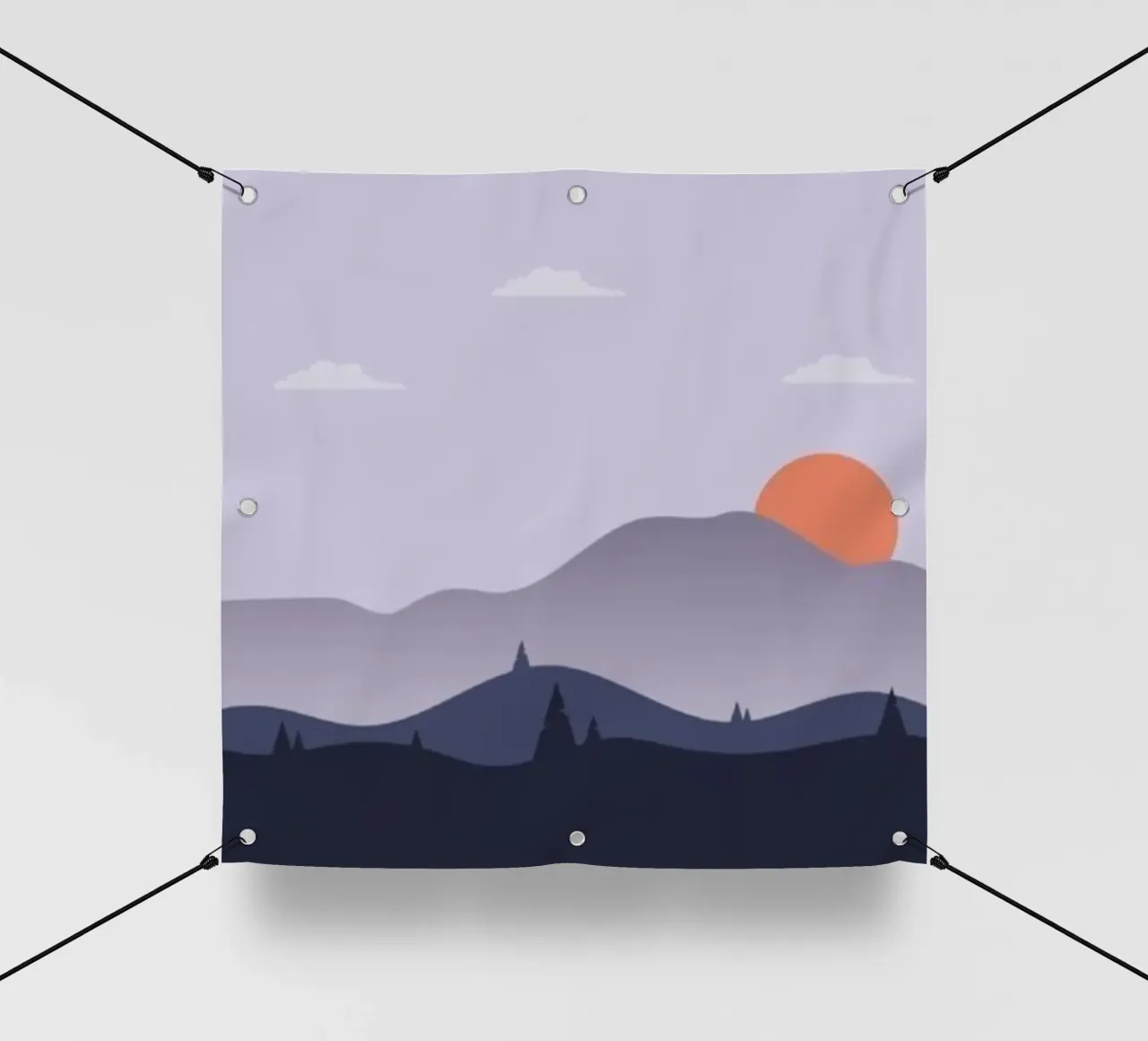 clouds sun hills nature telo in pvc da twillight