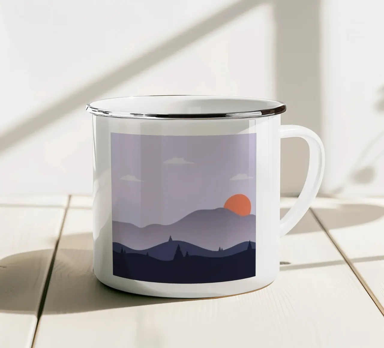 clouds sun hills nature tazza in smalto da twillight