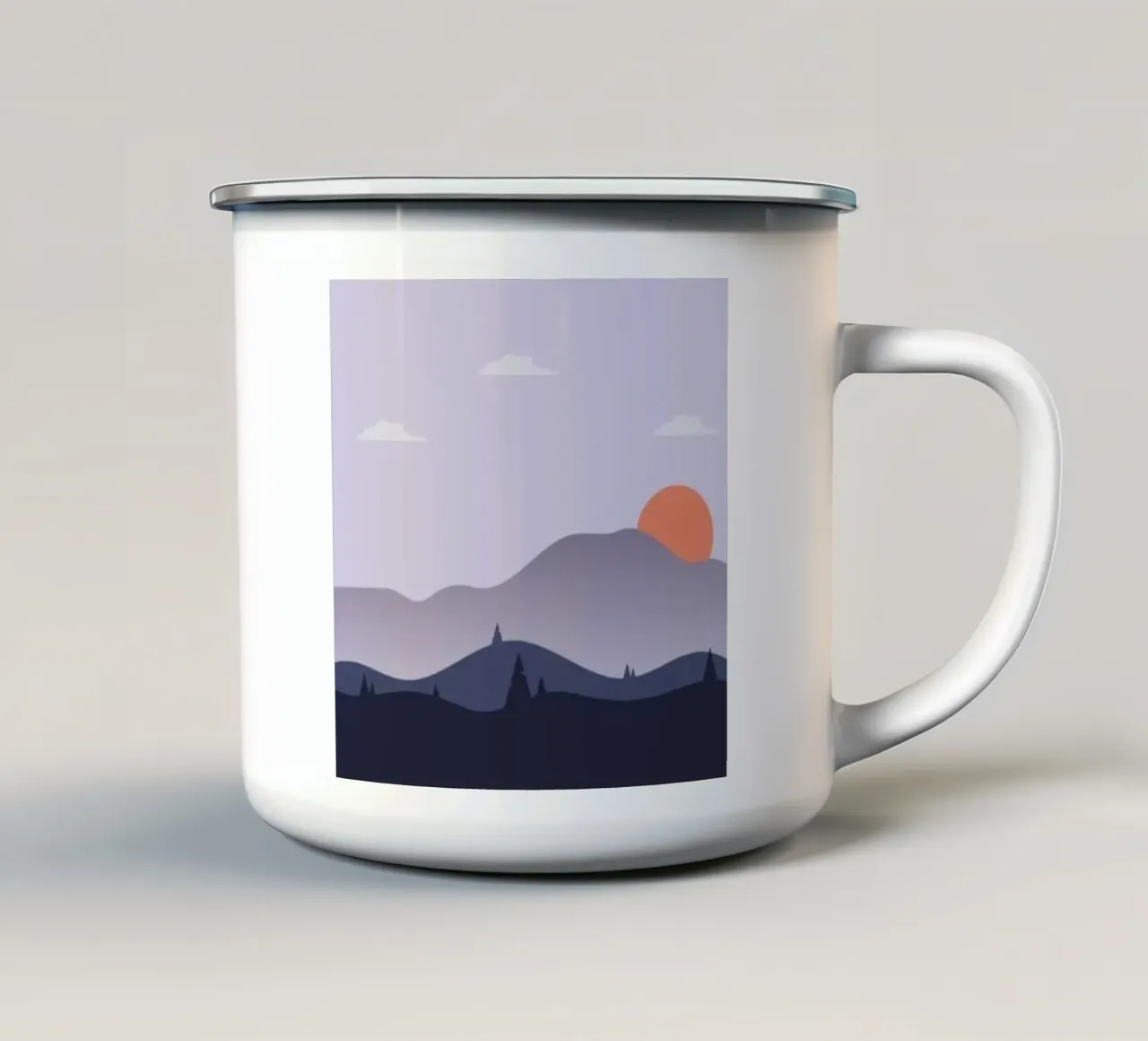 clouds sun hills nature tazza in smalto da twillight