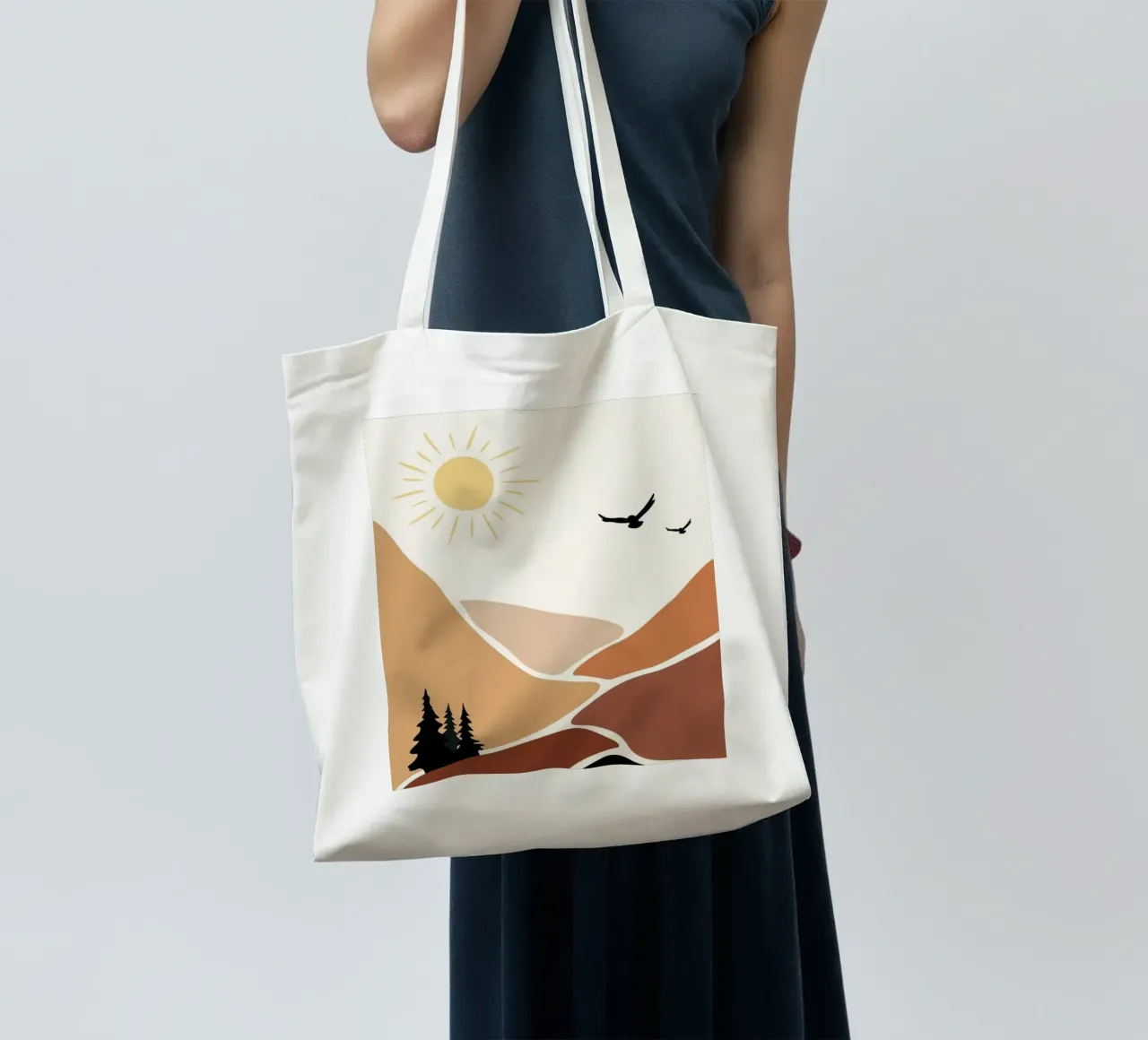 mountains birds trees tote bag by twillight
