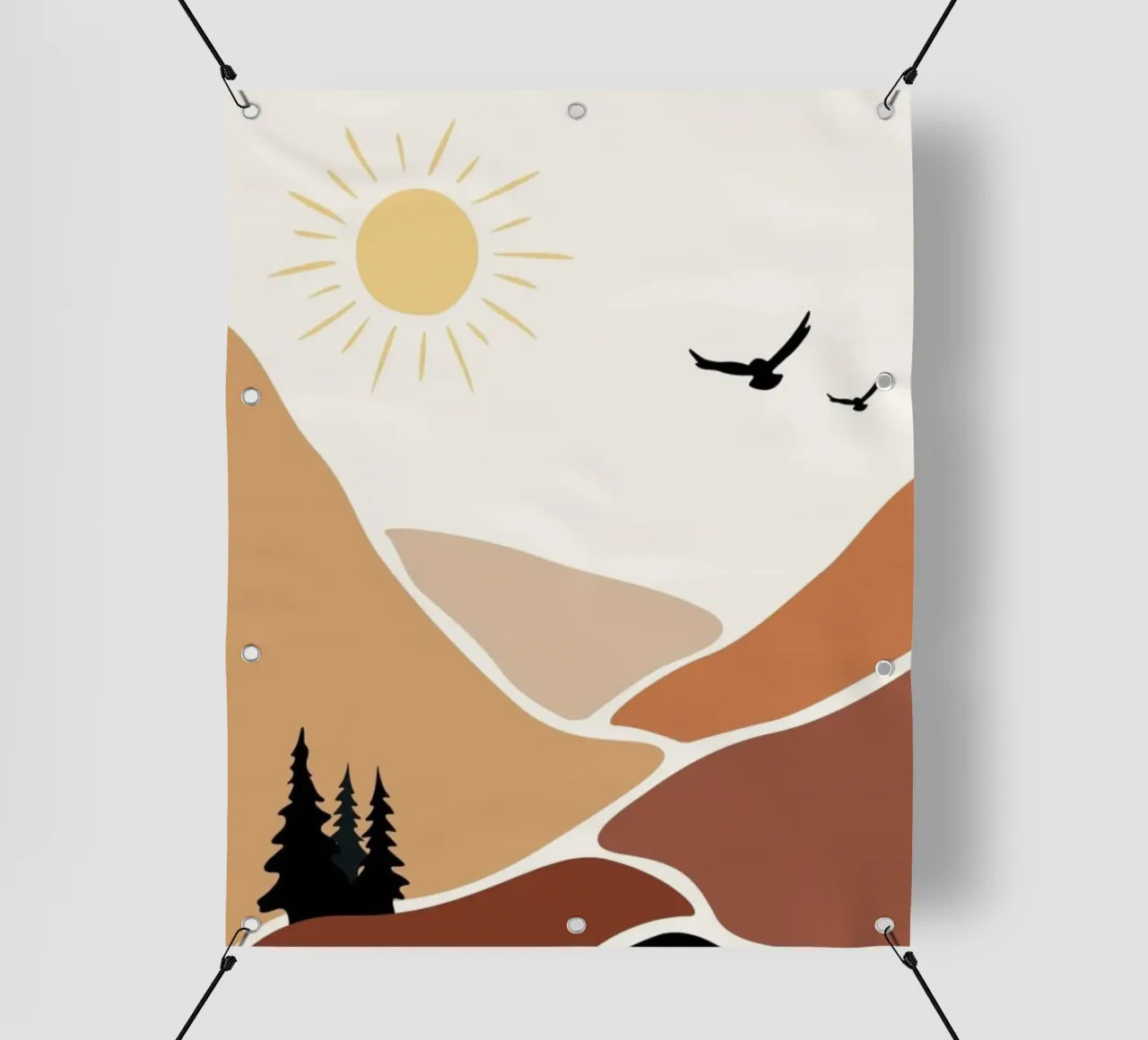 mountains birds trees telo in pvc da twillight