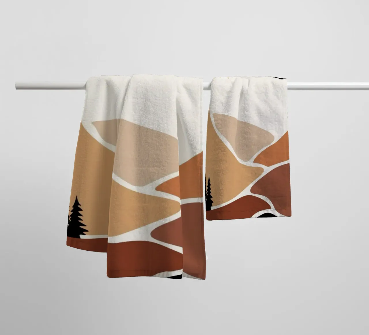 mountains birds trees asciugamano da bagno da twillight