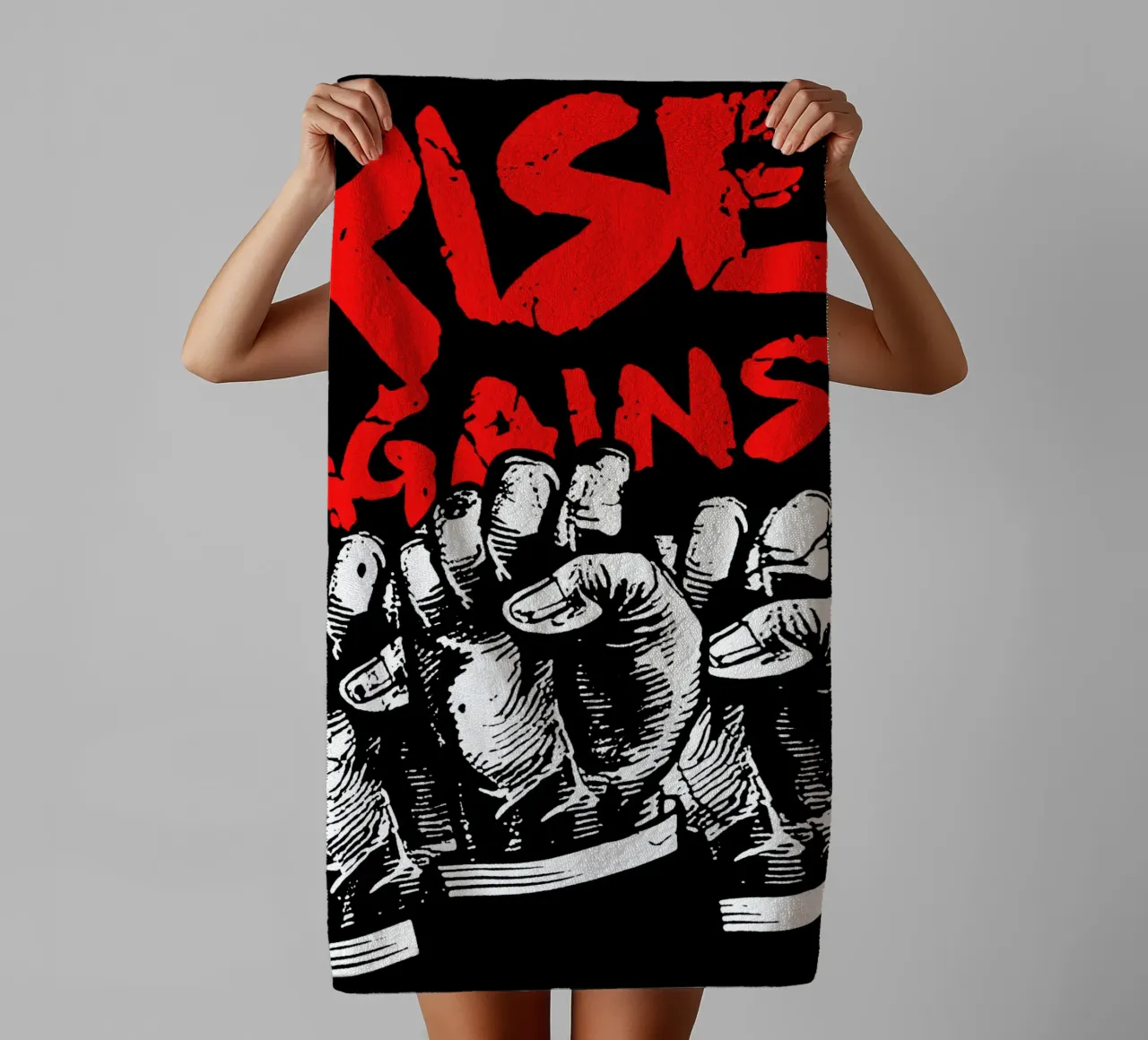 Maglietta Rise Against Basic asciugamano da bagno da dhikafitra.png1