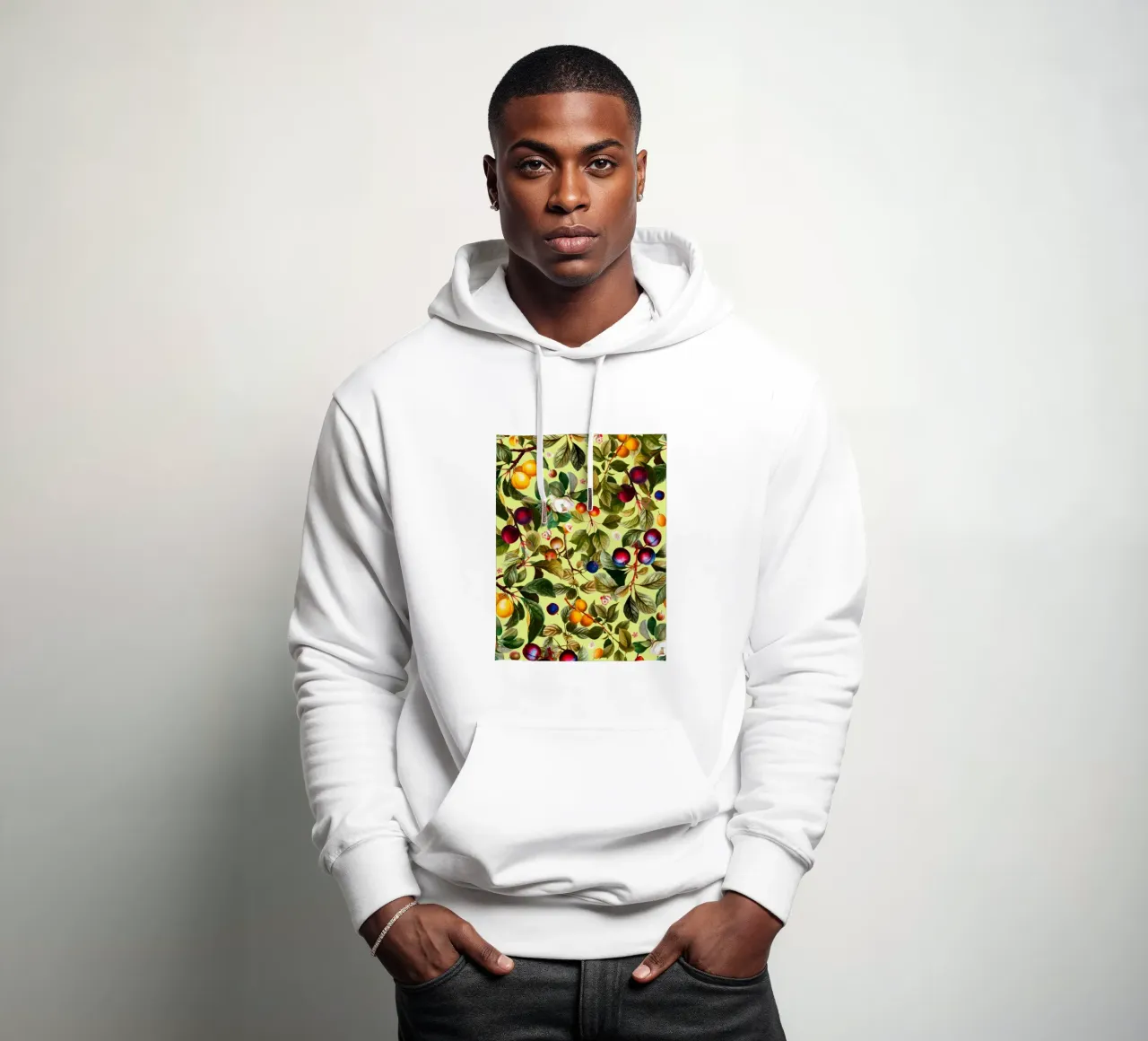 Vintage Fruit Pattern XXI felpa con cappuccio da burcukorkmazyurek