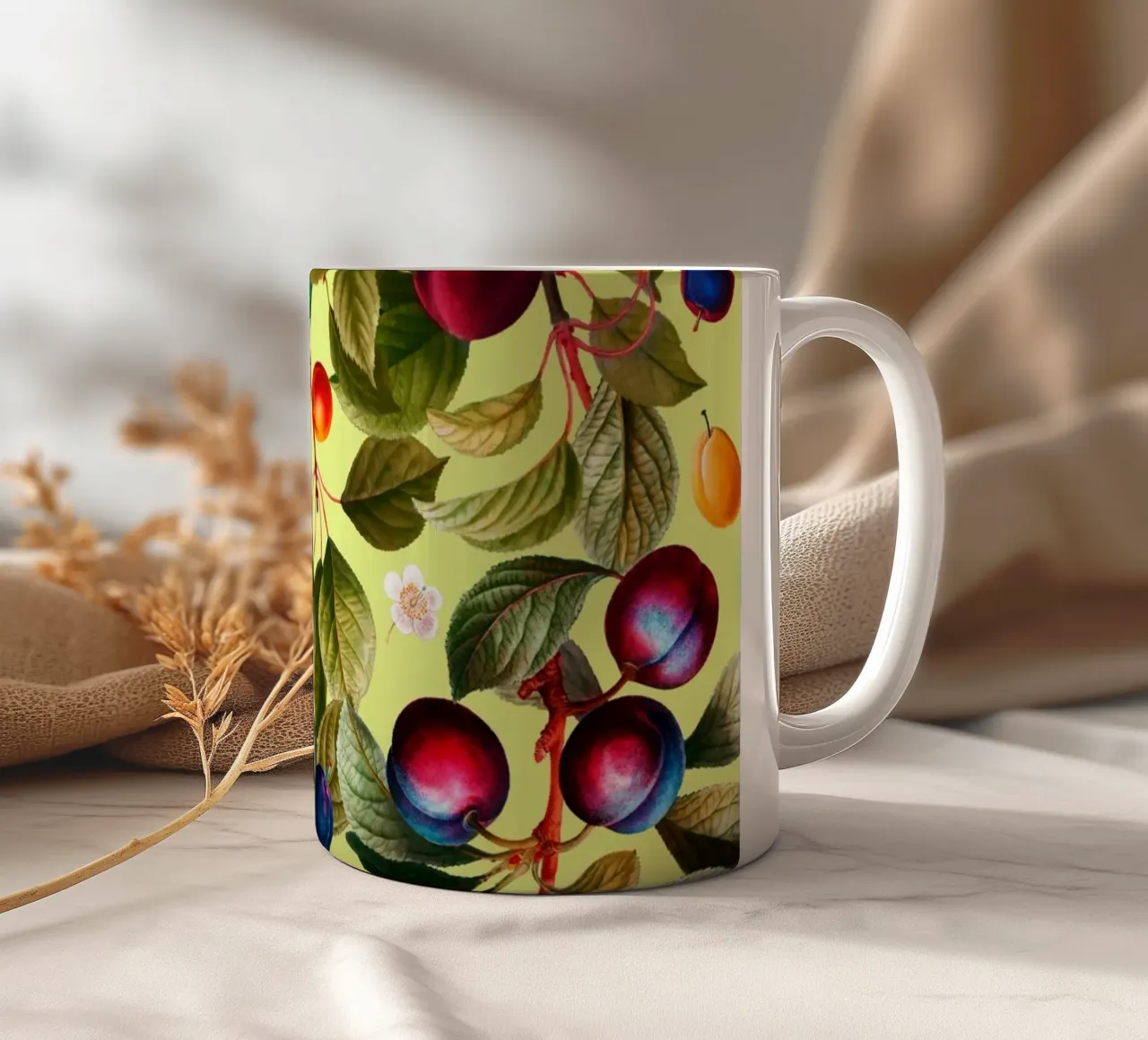 Vintage Fruit Pattern XXI tazza in ceramica da burcukorkmazyurek