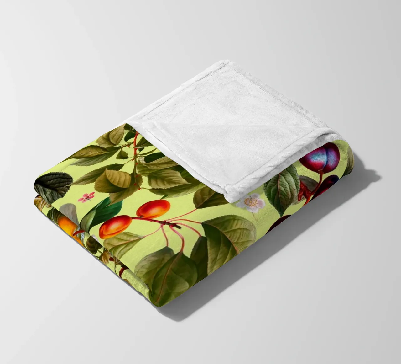 Vintage Fruit Pattern XXI fleece blanket by burcukorkmazyurek