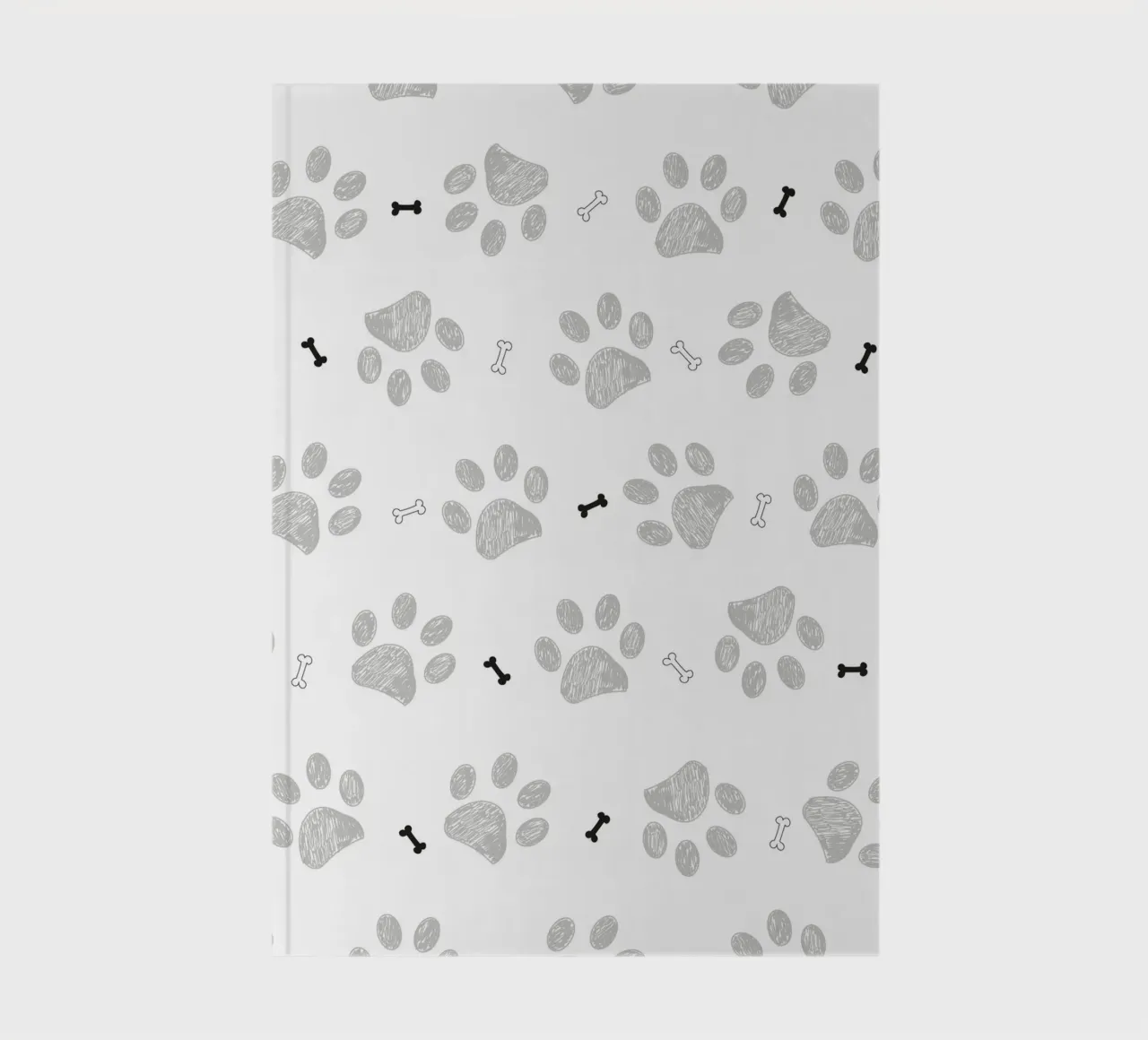 Grey doodle paw prints with bones pattern notebook by gulsengunel
