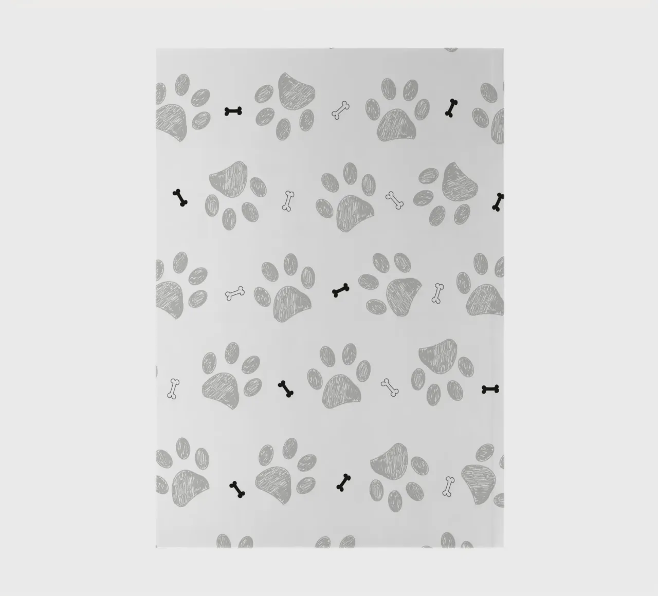 Grey doodle paw prints with bones pattern notebook by gulsengunel