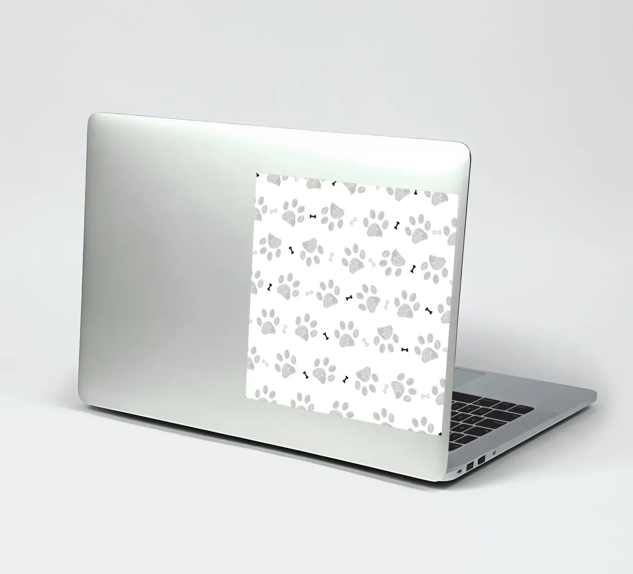 Grey doodle paw prints with bones pattern sticker by gulsengunel