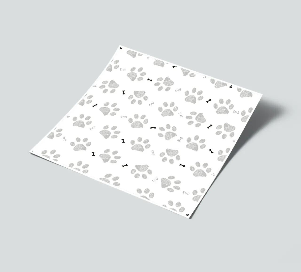 Grey doodle paw prints with bones pattern sticker sheet by gulsengunel